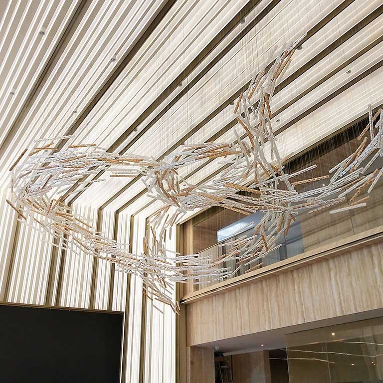 Decorative Lobby Large Branch Chandelier Installation Art/Giant Colorful Glass Crystal Chandelier For Sale