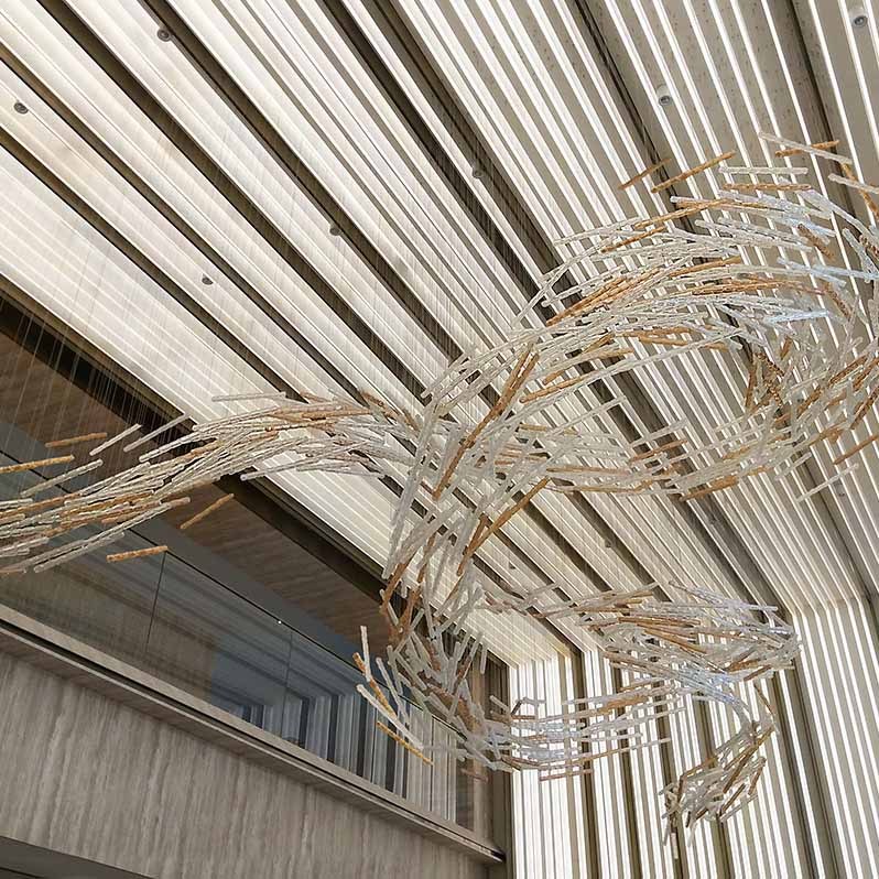 Decorative Lobby Large Branch Chandelier Installation Art/Giant Colorful Glass Crystal Chandelier For Sale