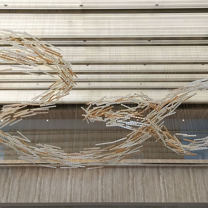 Decorative Lobby Large Branch Chandelier Installation Art/Giant Colorful Glass Crystal Chandelier For Sale