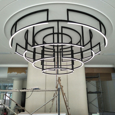Lustre Redondo de Aço Inoxidável Minimalista de Hotel Personalizado