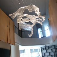 Oversize Size Lobby Glass Tube Ribbon Chandelier