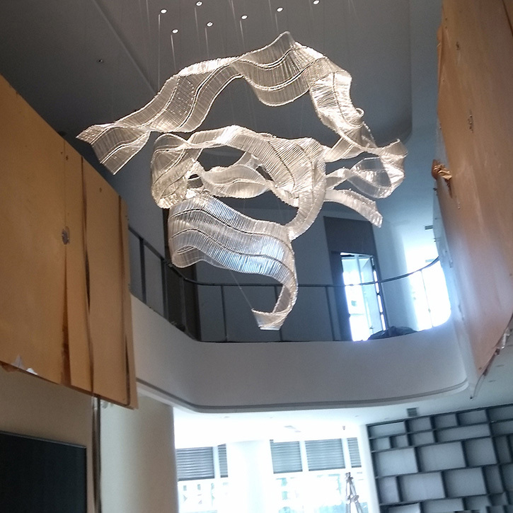 Oversize Size Lobby Glass Tube Ribbon Chandelier