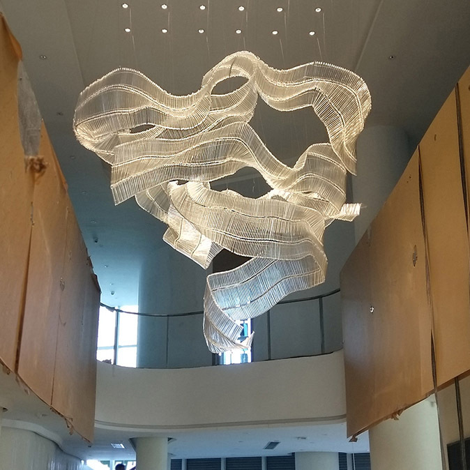 Oversize Size Lobby Glass Tube Ribbon Chandelier