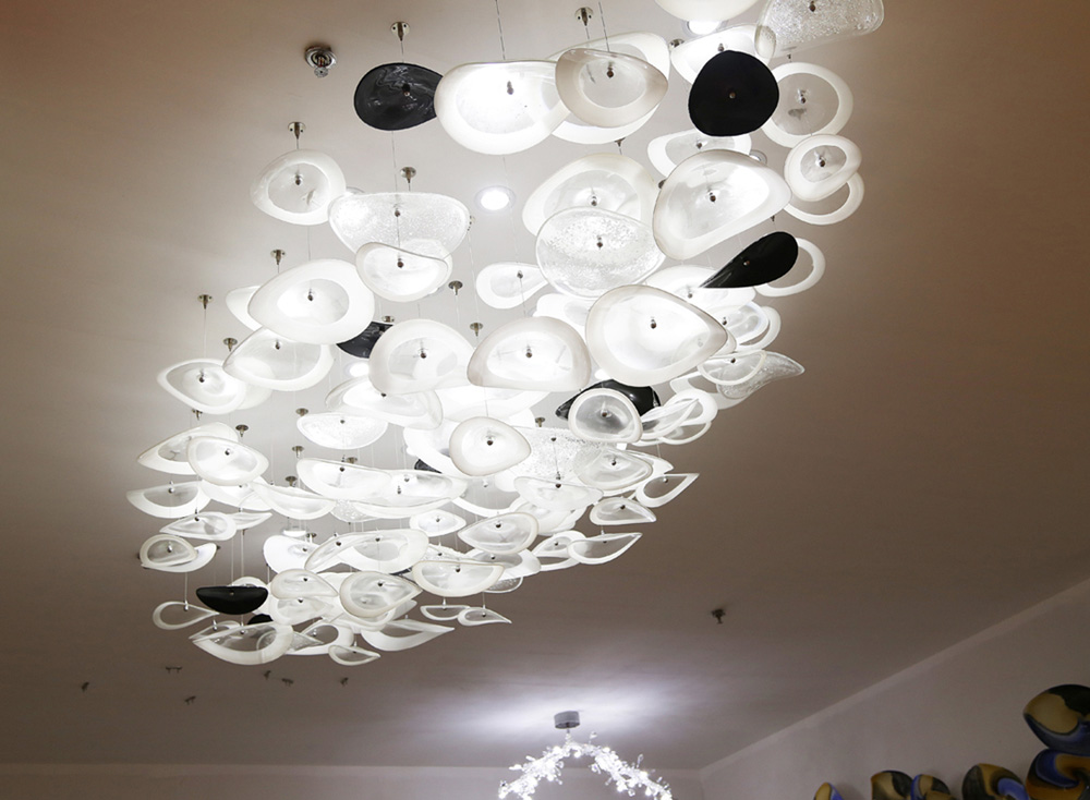 Large Engineering White Plate Chandelier