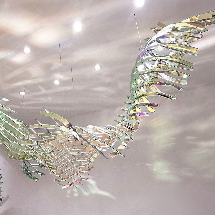 Modern Stainless Steel Art Installation In Grand Lobby