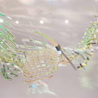 Modern Stainless Steel Art Installation In Grand Lobby