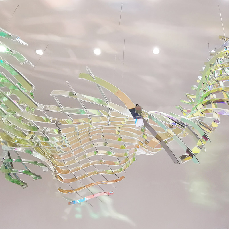 Modern Stainless Steel Art Installation In Grand Lobby