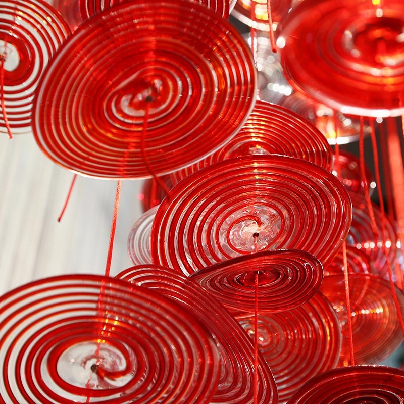 Custom Modern Colorful Glass Stair Chandelier