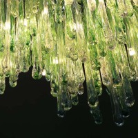 Moderna Sala de Estar Verde Gota de Água Lustre Art Déco