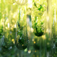 Moderna Sala de Estar Verde Gota de Água Lustre Art Déco