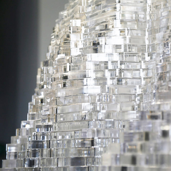 Modern Style Art Acrylic With Wooden Base Sculpture