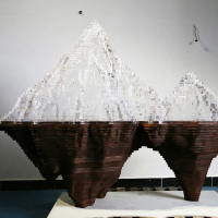 Modern Style Art Acrylic With Wooden Base Sculpture