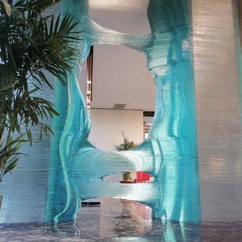 Amazing Hand-carved Layered glass art Sculpture