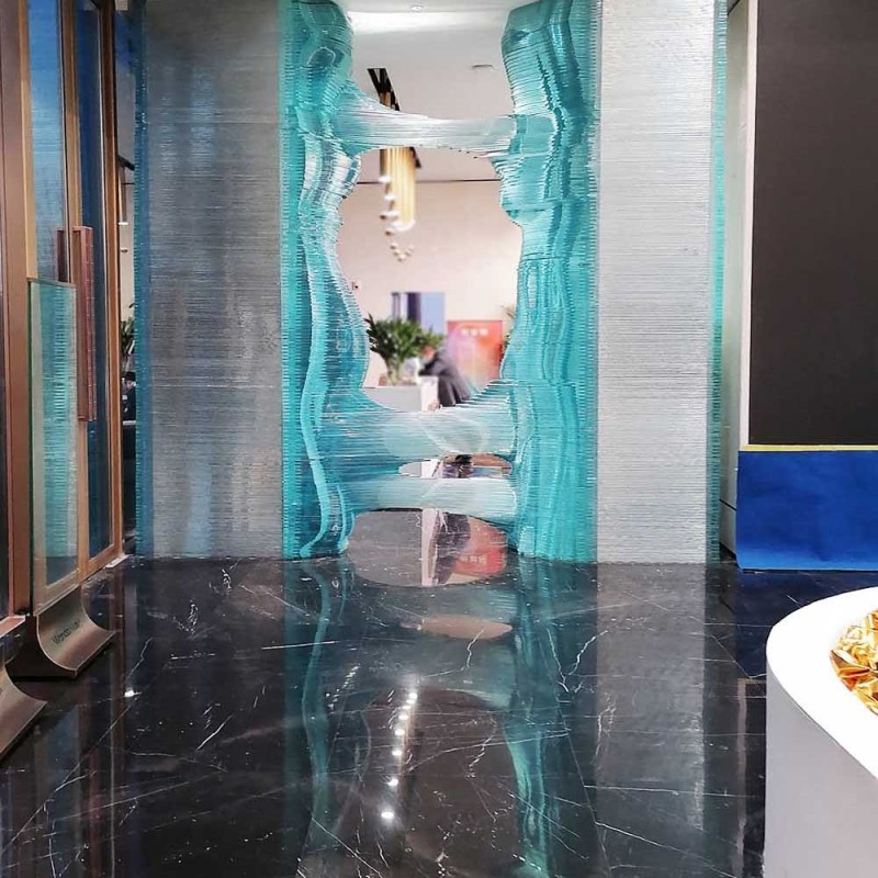 Amazing Hand-carved Layered glass art Sculpture