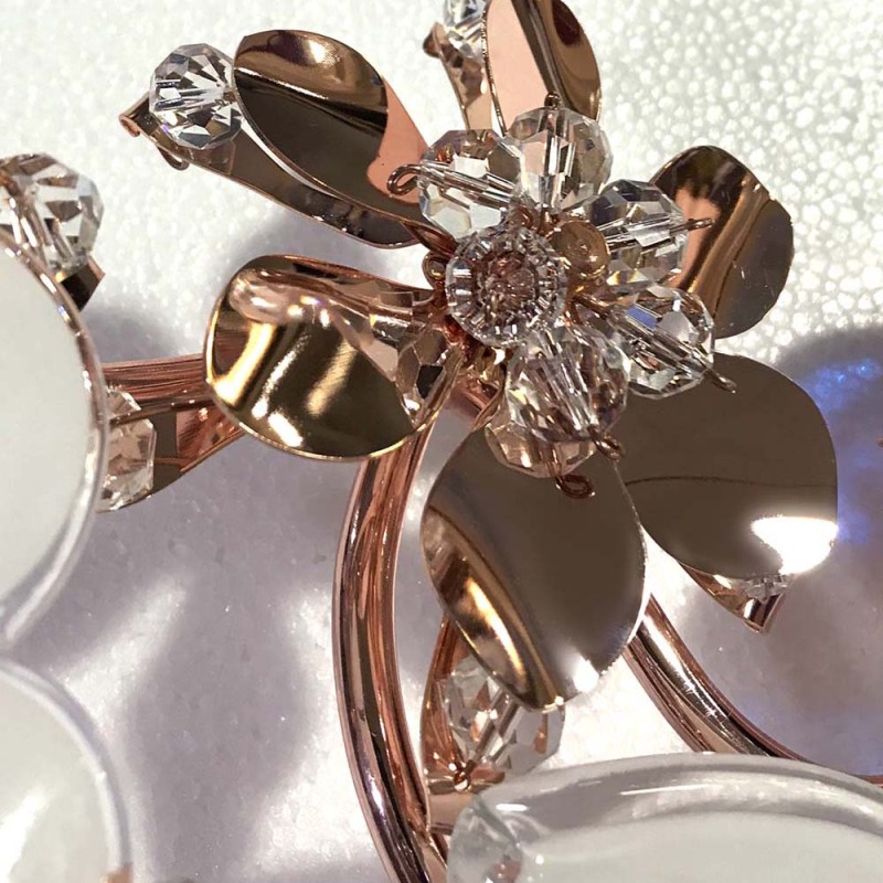 Hand Made Blown Art Color Glass Flower With Brass Frame Wall Decor