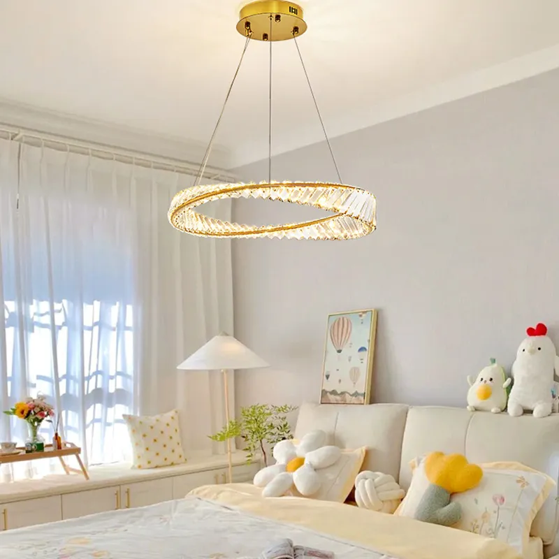 Crystal Chandelier In Luxurious Living Room