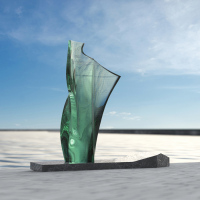 The hotel Spaces are customized with large glass and stone sculptures combined