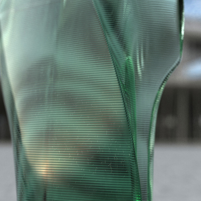 The hotel Spaces are customized with large glass and stone sculptures combined