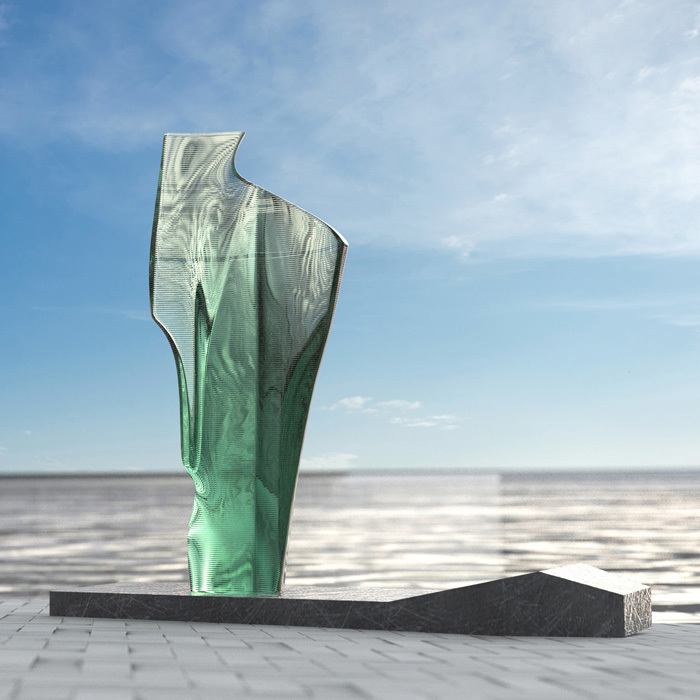 The hotel Spaces are customized with large glass and stone sculptures combined