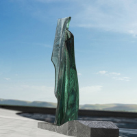 The hotel Spaces are customized with large glass and stone sculptures combined