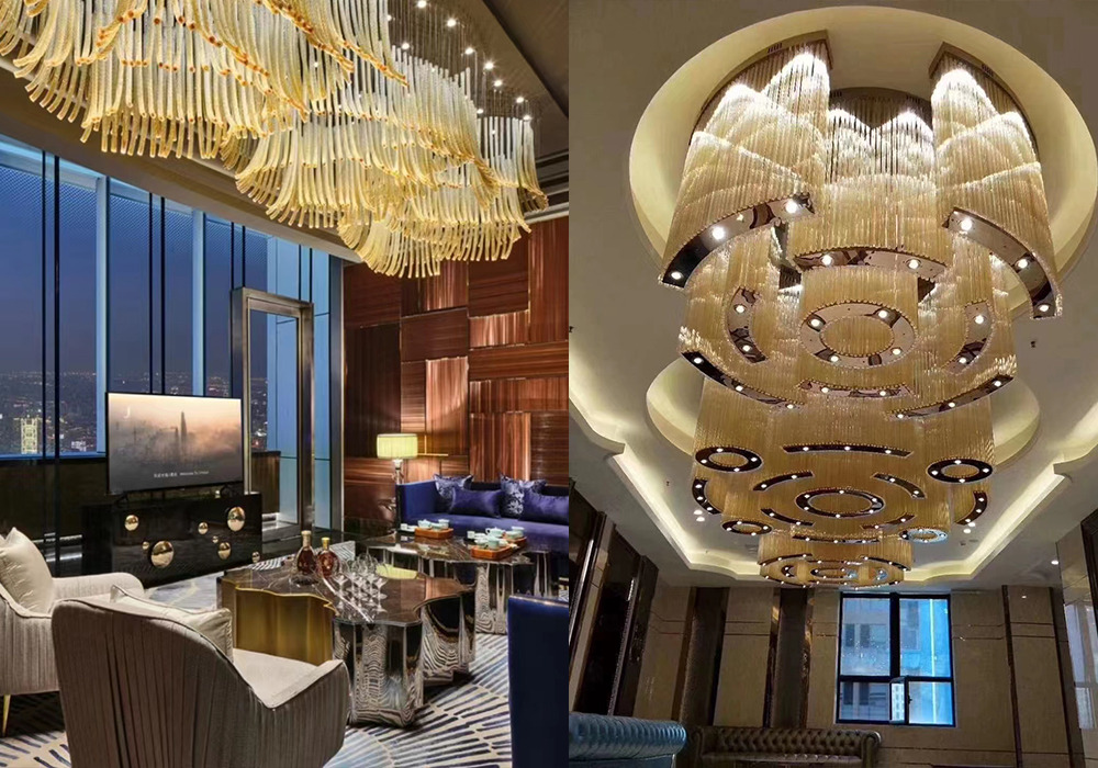 Crystal chandelier in hotel lobby