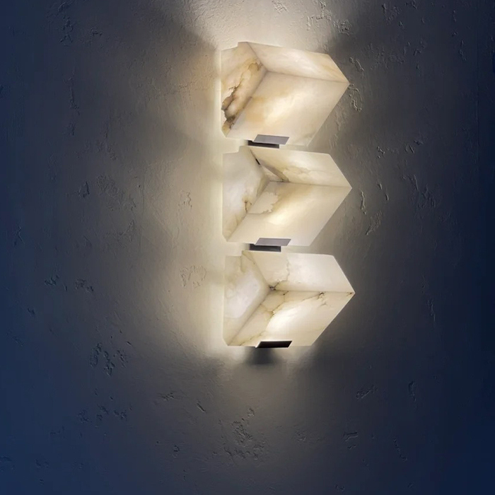 Modern simple bedroom bed natural marble wall lamp