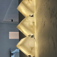 Modern simple bedroom bed natural marble wall lamp