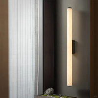Modern Bedroom hotel Headboard mirror front wall light