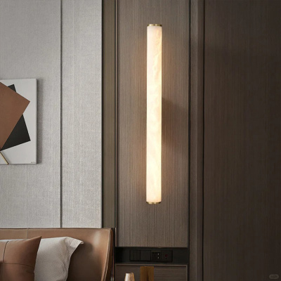 Modern Bedroom hotel Headboard mirror front wall light