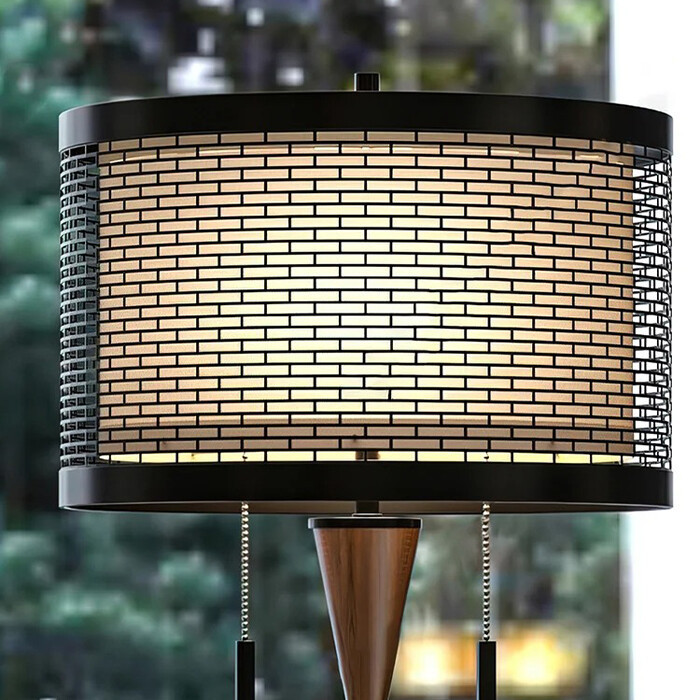 Nordic solid wood high-grade woven bedside lighting