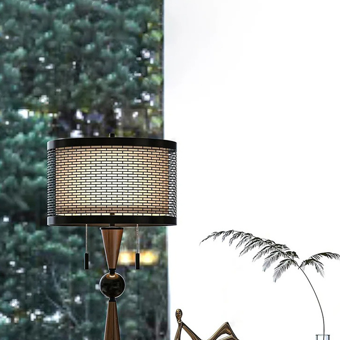 Nordic solid wood high-grade woven bedside lighting