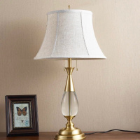American retro all copper crystal table lamp