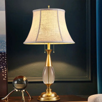American retro all copper crystal table lamp