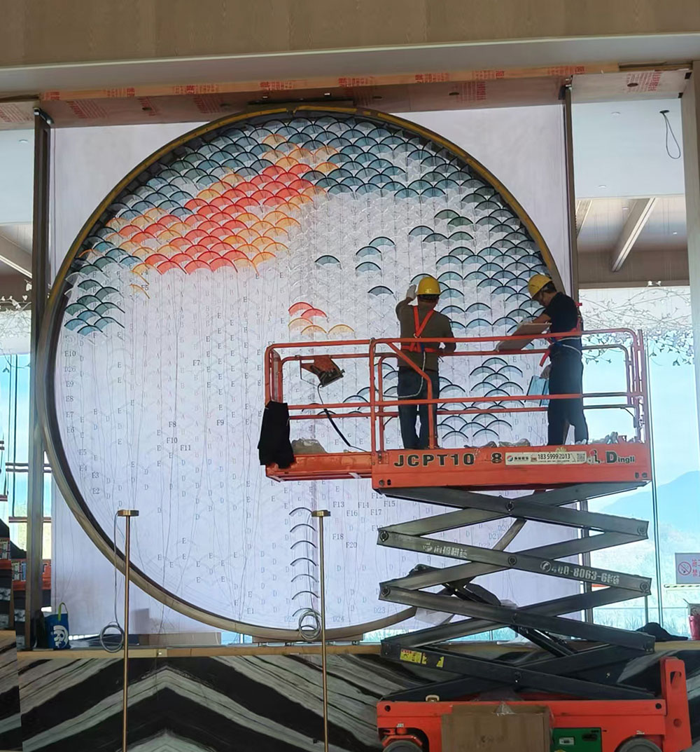 Stainless steel partition in the hotel lobby