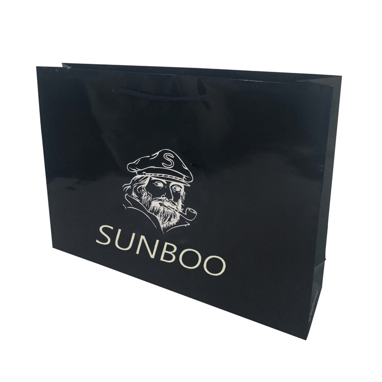 Sacs-cadeaux de luxe sac de papier commercial cadeau brillant noir