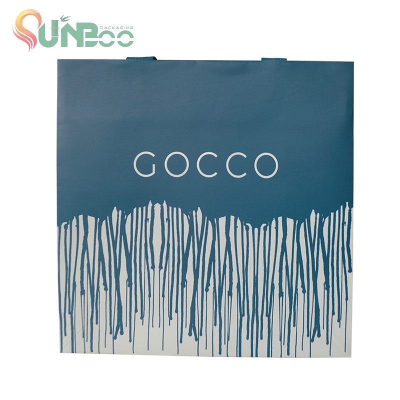 Екологични сини коледни подаръчни хартиени торби