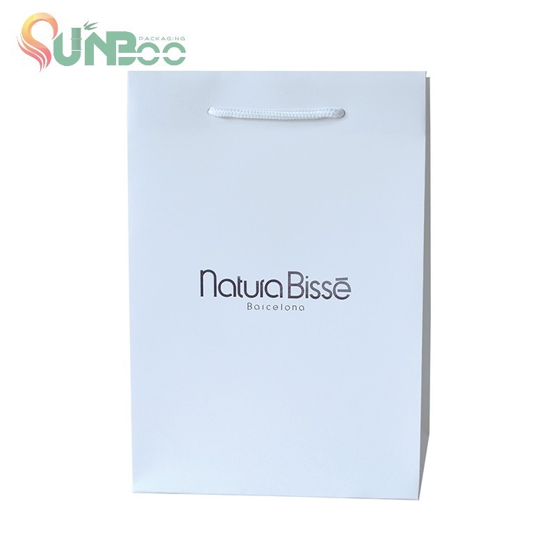 Sacs-cadeaux simples Sac en papier à poignée de couleur blanche