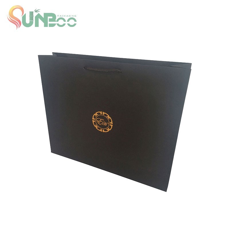 Sac en papier kraft noir avec poignée en corde noire solide