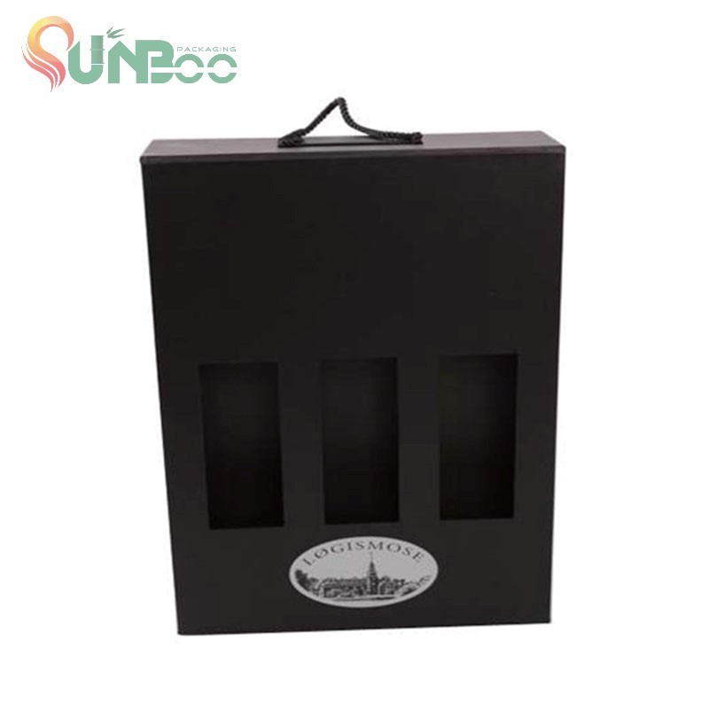 3 boîtes à bouteilles de vin Boîte à papier à vin haut de gamme avec poignée