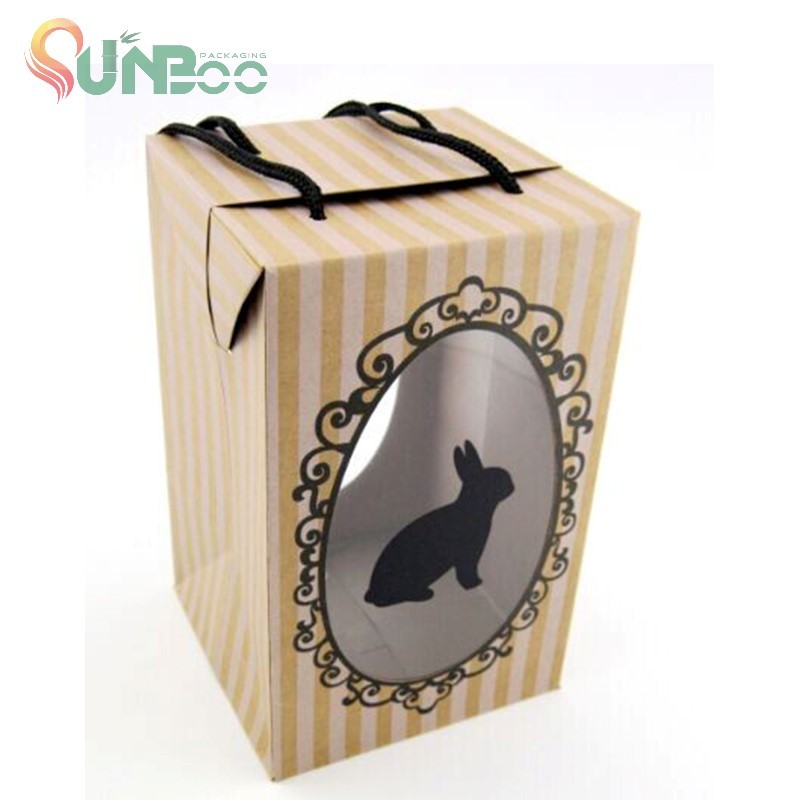 Boîte en papier cartonné avec fenêtre et poignée pour emballage cadeau