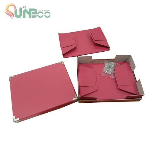 Boîtes pliantes personnalisées de couleur rouge avec coin en métal