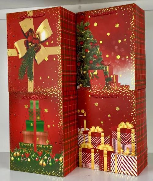 коледни опаковъчни хартиени торби с шнурове