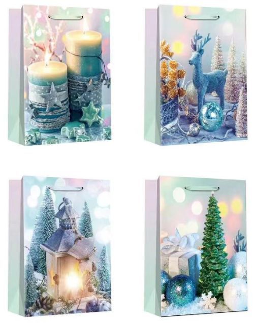 големи коледни подаръчни хартиени чанти с шнур