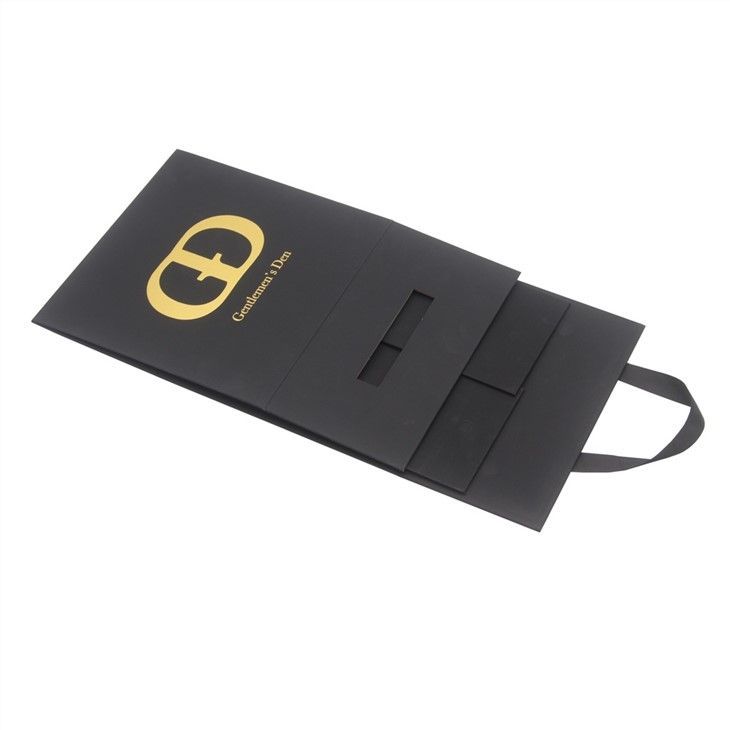 coffret cadeau pliable noir avec fermeture magnétique