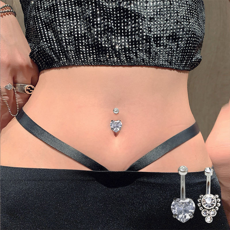 Heart Clear CZ navel rings