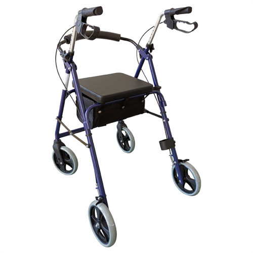 Rollator clássico de 4 rodas com altura ajustável e assento