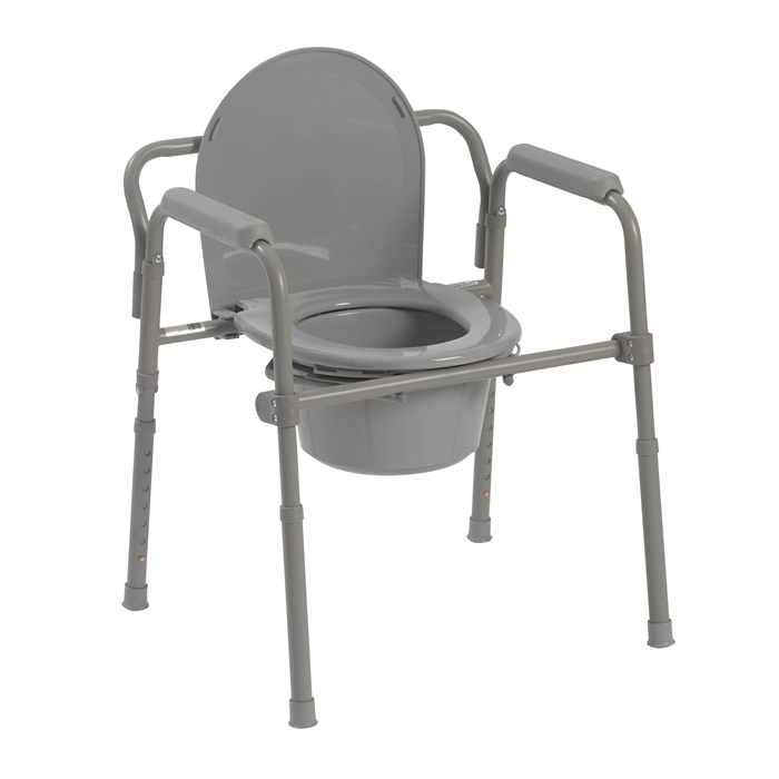 Economy Bedside Height Adjustable Steel Commode Chair
