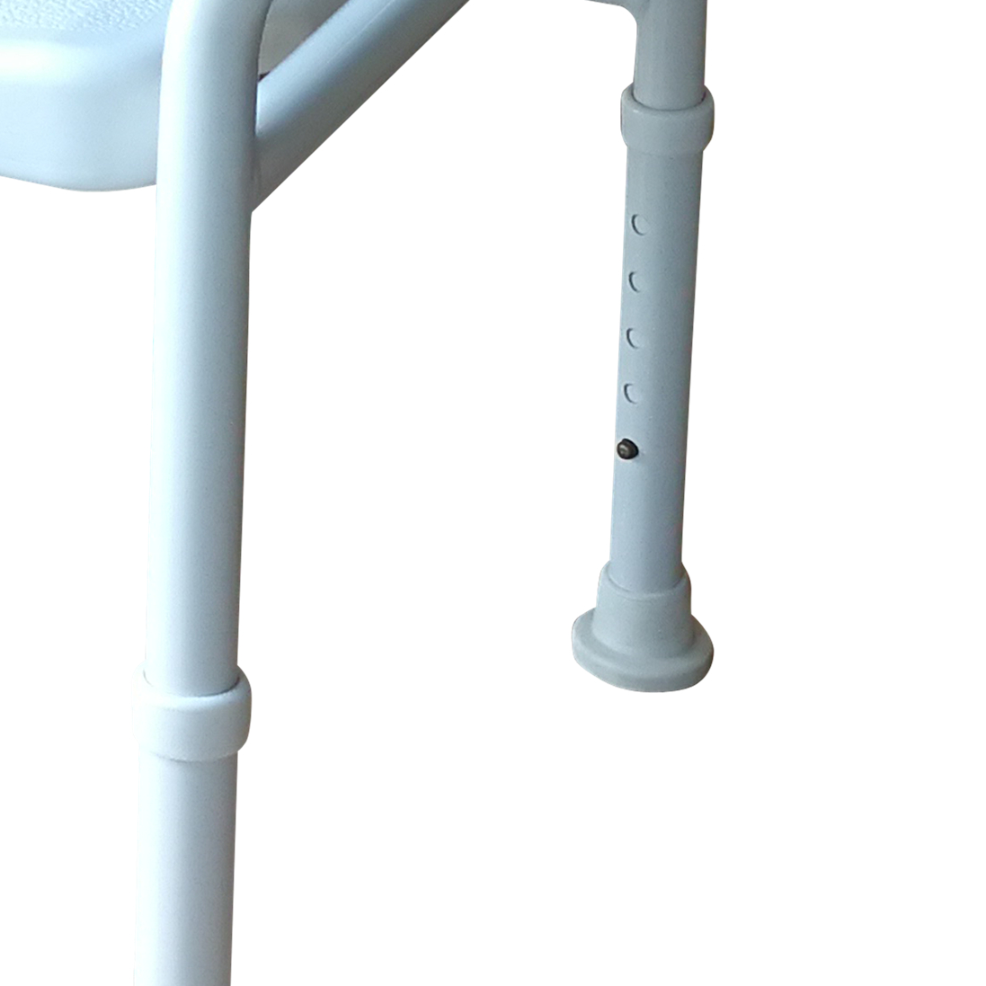 Klappbarer Duschhocker aus Aluminium mit Sitzausschnitt