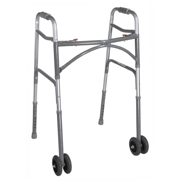 Andarilho dobrável resistente, mas leve, com rodas