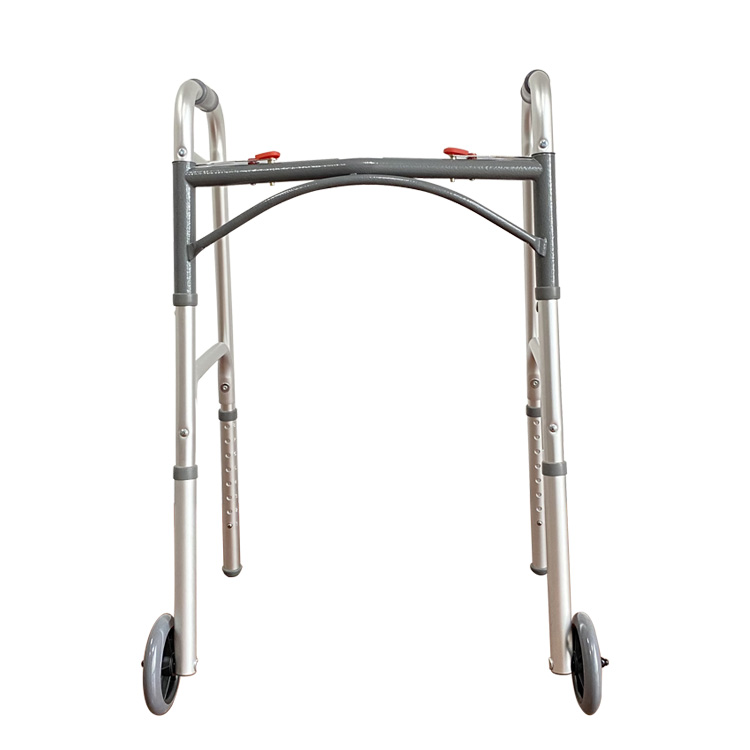 Opvouwbare rollator met dubbele knop en voorwielen